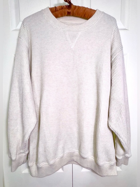 aerie Tops - Aerie Waffle Knit Oversized Long Sleeve Tee Women’s Medium Ivory Loose Fit